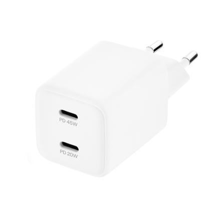 Сетевое зарядное устройство uBear Bridge мощностью 45 Вт (2 USB-C) (GaN)